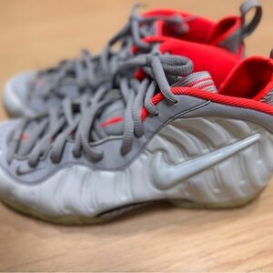 Gray and Red High-Top Sneakers